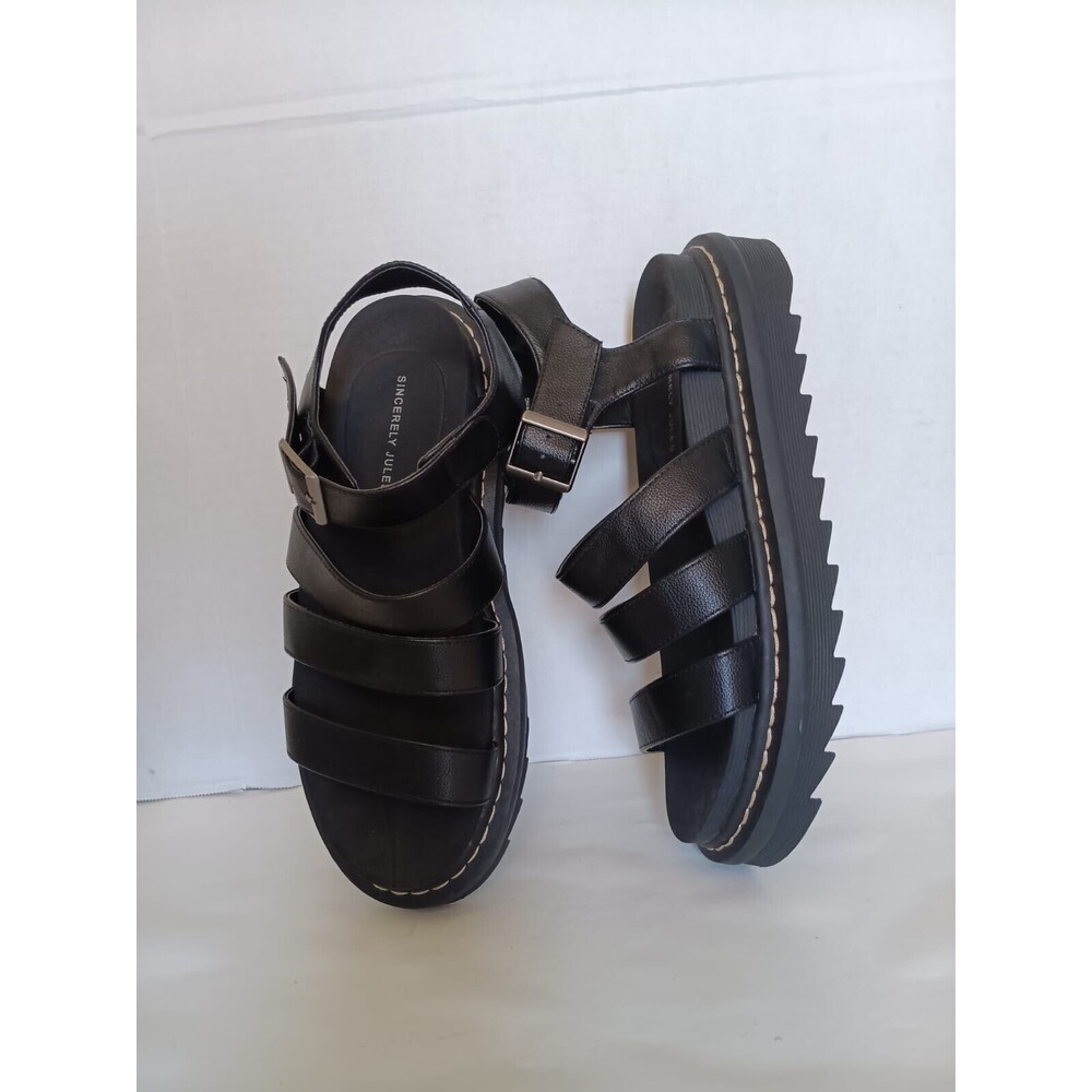 Sincerely Jules Model Daring Black Chunky Platform Sandals Women's Size 10M